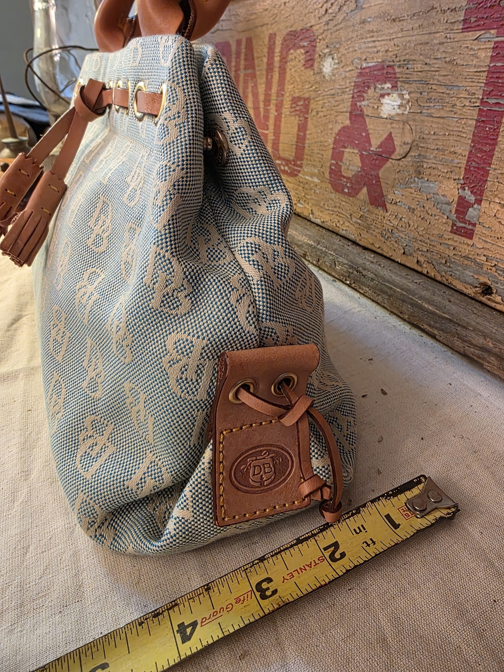 Dooney & Bourke Canvas Monogram Satchel Handbag View 3